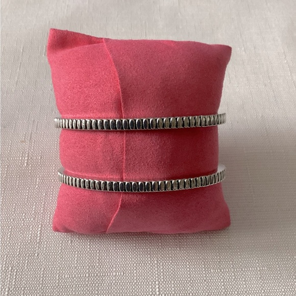 Double Row Silver Tone Cuff Bracelet - Picture 1 of 4